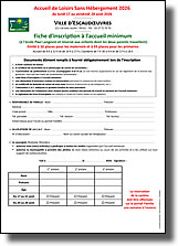 Fiche d'inscription pour l'accueil minimum - Accueil de loisirs 2026