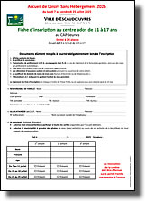 Fiche d'inscription pour le centre adolescent - Accueil de loisirs 2025