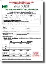 Fiche d'inscription pour le centre maternel - Accueil de loisirs 2026