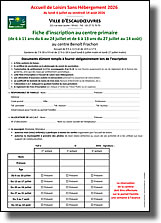 Fiche d'inscription pour le centre primaire - Accueil de loisirs 2026