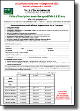 Fiche d'inscription pour le centre sportif - Accueil de loisirs 2024