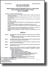Arrêté municipal portant réglementation de la circulation par la mise en place d'un panneau 