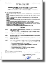 Arrêté municipal portant réglementation de la circulation par la mise en place d'un panneau 