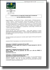 Liste des délibérations examinées lors de la réunion du conseil municipal du 29 mars 2023