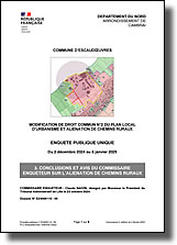 Conclusions et avis du commissaire enquêteur sur l'aliénation de chemins ruraux