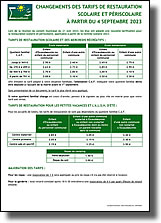 Nouveaux tarifs de restauration scolaire et périscolaire applicables au 4 septembre 2023